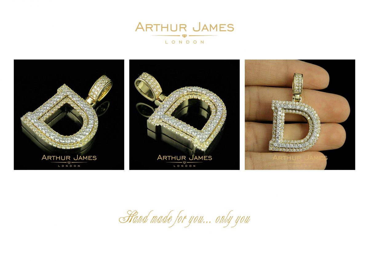 Alphabet D diamond studded pendant for men and women