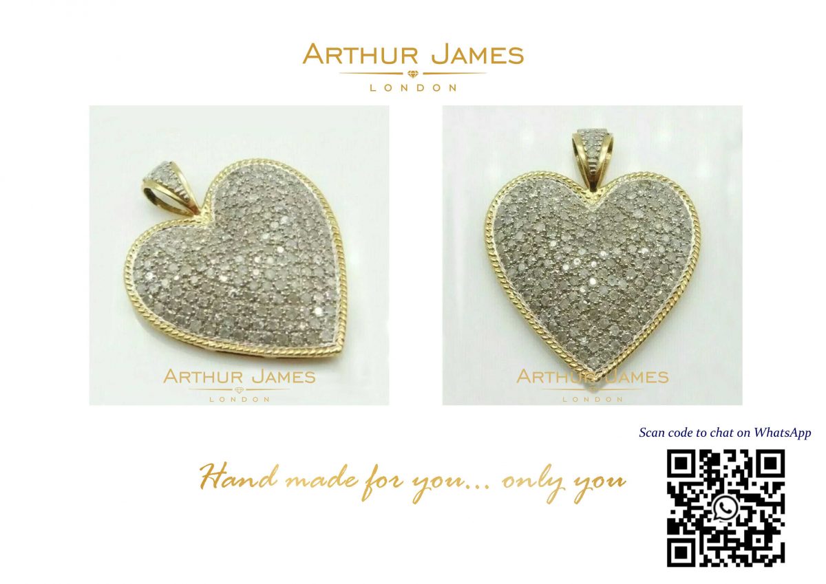 Gold Plated diamond cluster heart pendant for women
