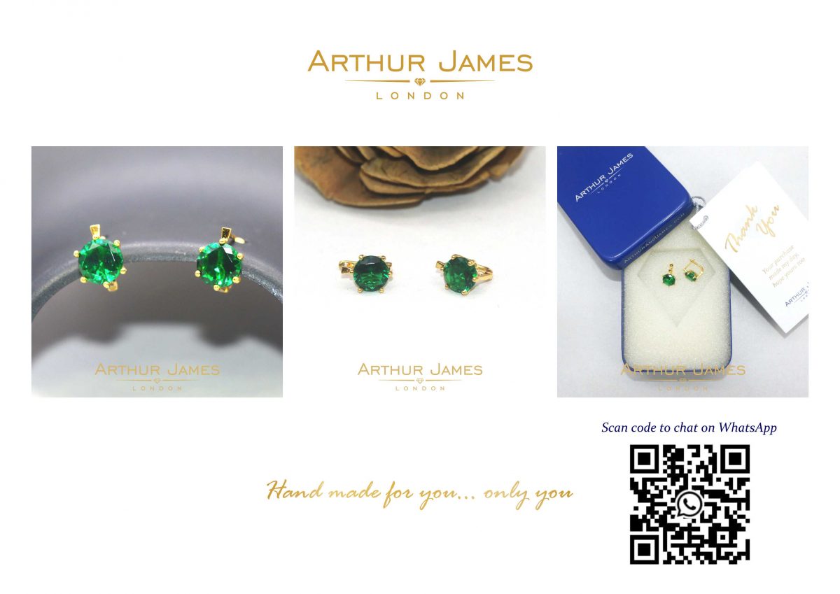 Green emerald yellow gold sterling silver drop earrings for women