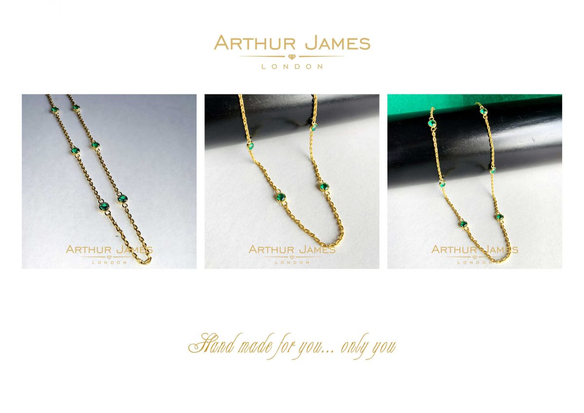 Emerald chain gemstone gold plated chain