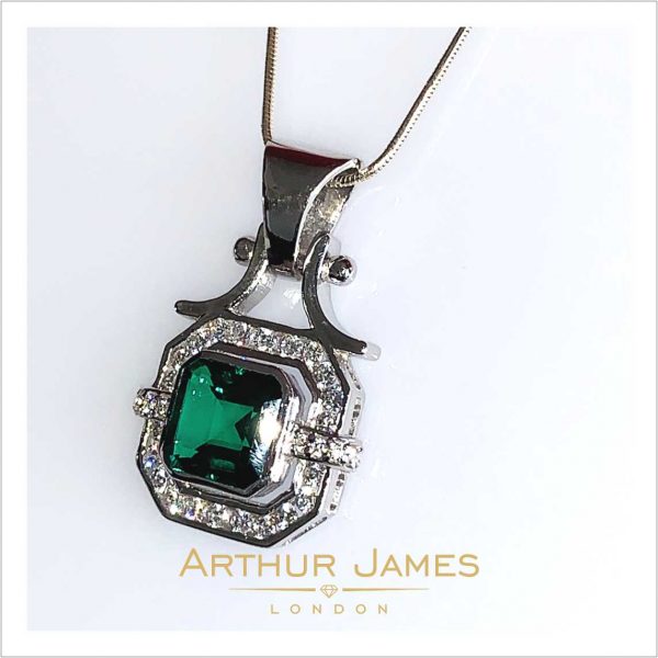 Green Emerald Sterling silver womens pendant