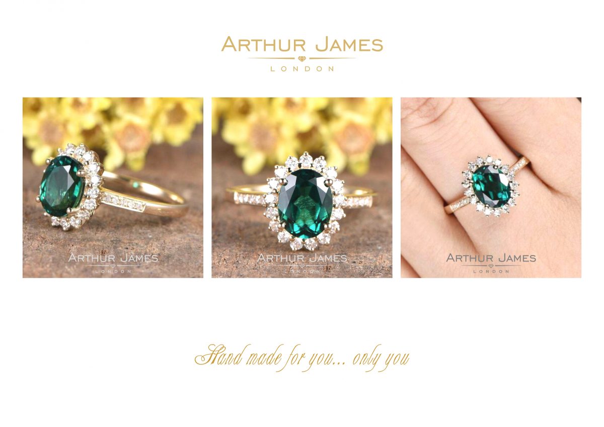 Green emerald Flower Vintage Ring for women, , custom made jewelry for women