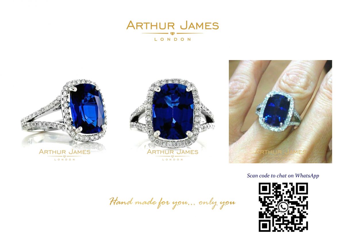 Kate Middleton inspired Ring, Blue sapphire diamond studded womens ring, custom made jewelry for men and women