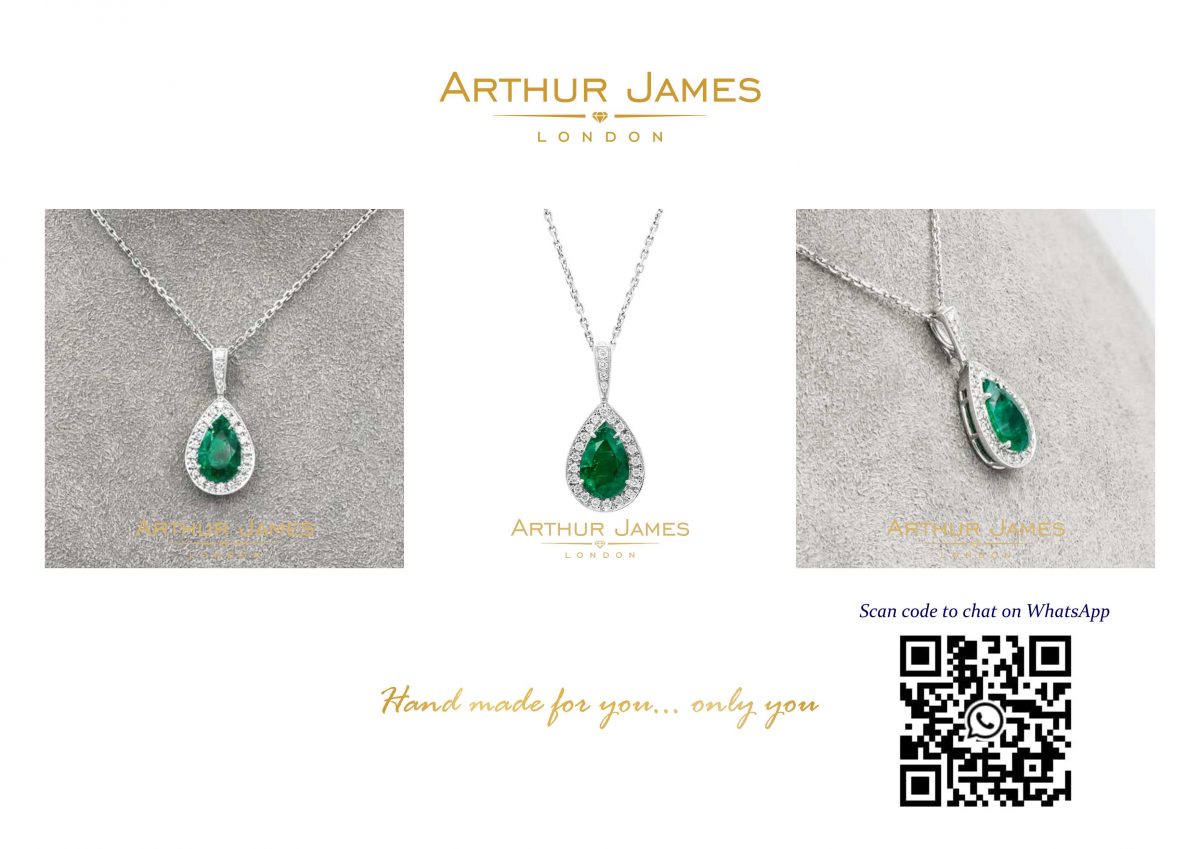 Pear Cut Green Emerald Diamond Drop Shape Ladies Pendant