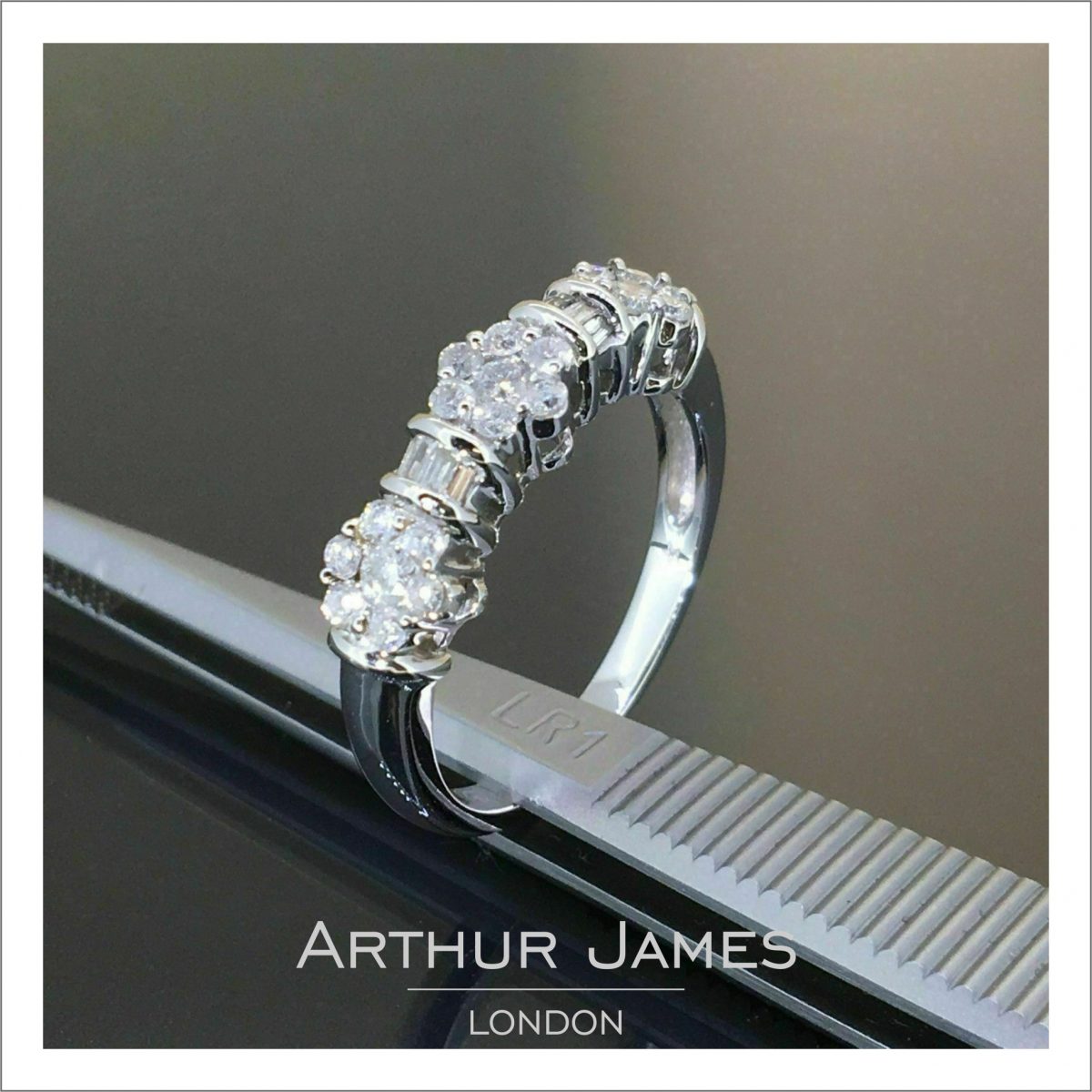 Flower Shape Round Diamond Cluster Ladies Ring