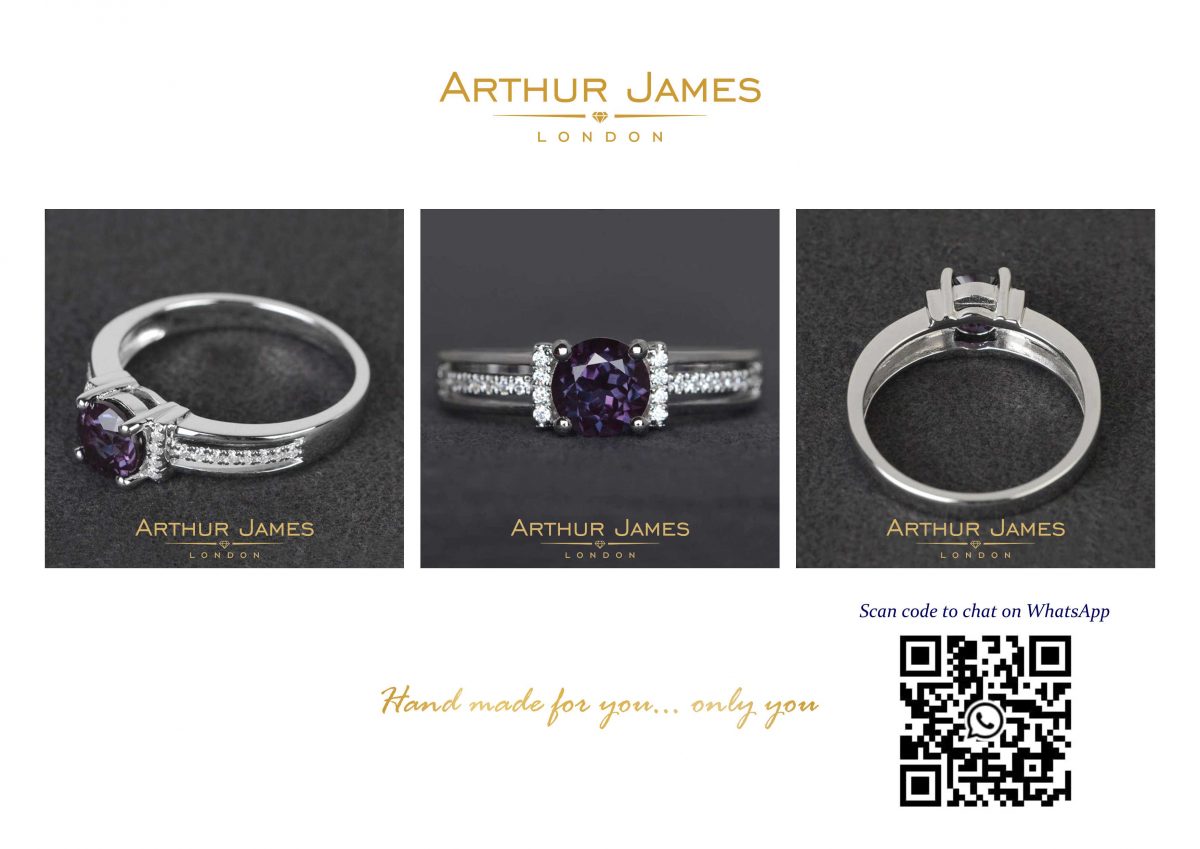 Purple Amethyst Round Cut Ladies Alexandrite Ring