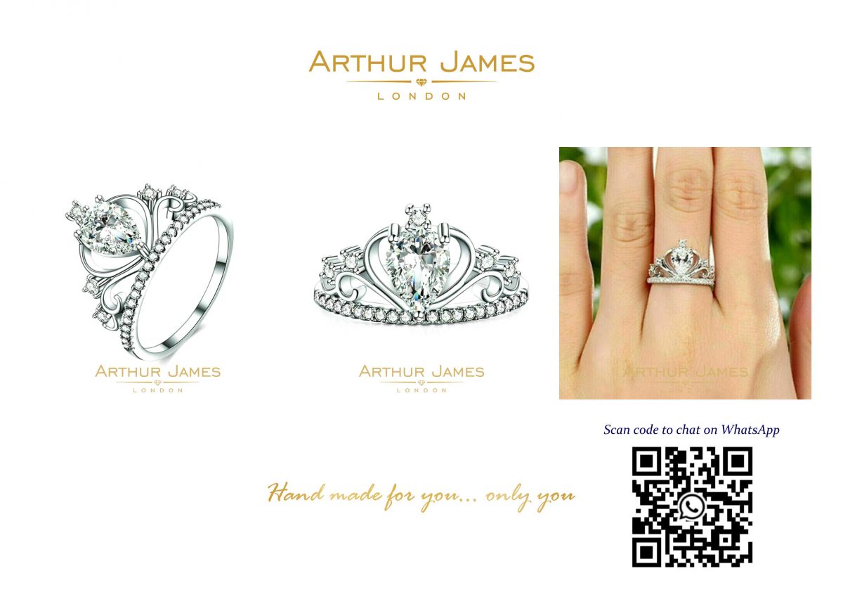 Pear Cut Diamond Princess Crown Shape Ladies Ring