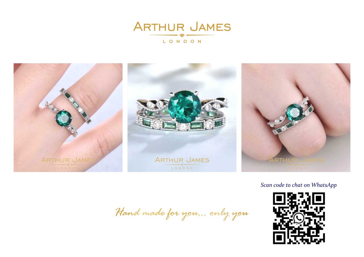 Round Green Emerald Diamond Vintage Ladies Ring