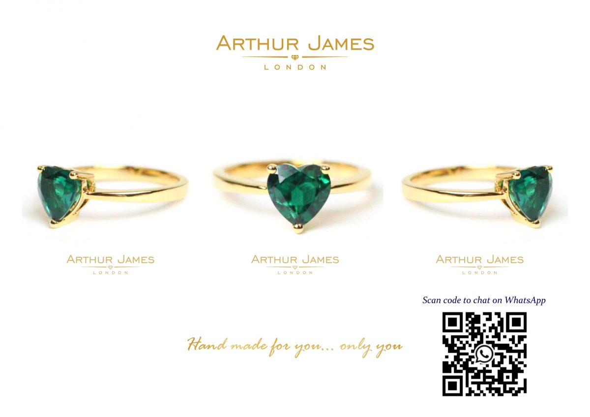 Green Emerald Diamond Single Stone Solitaire Ladies Ring