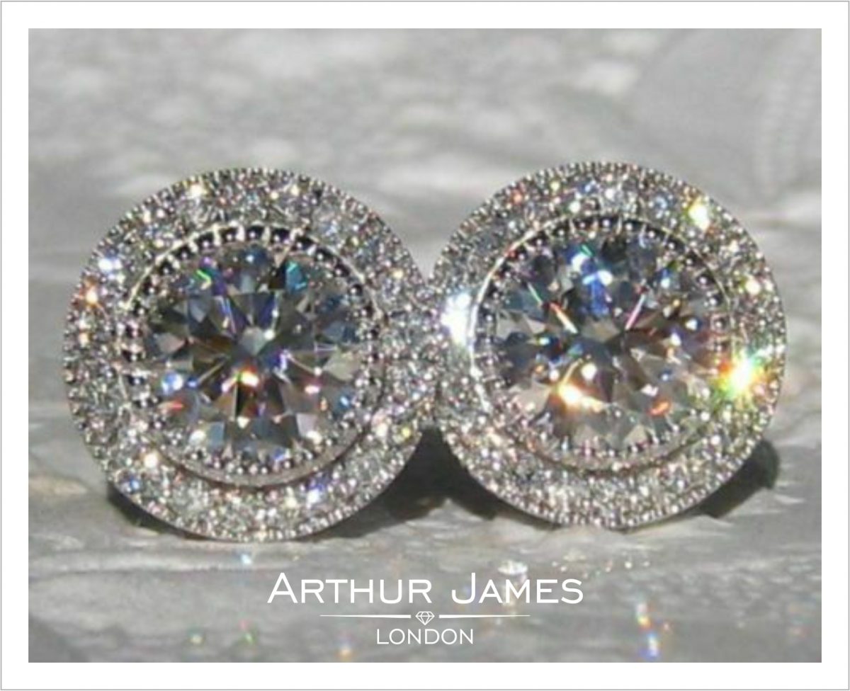 Cluster Round Cut Diamond Studs Ladies Earring