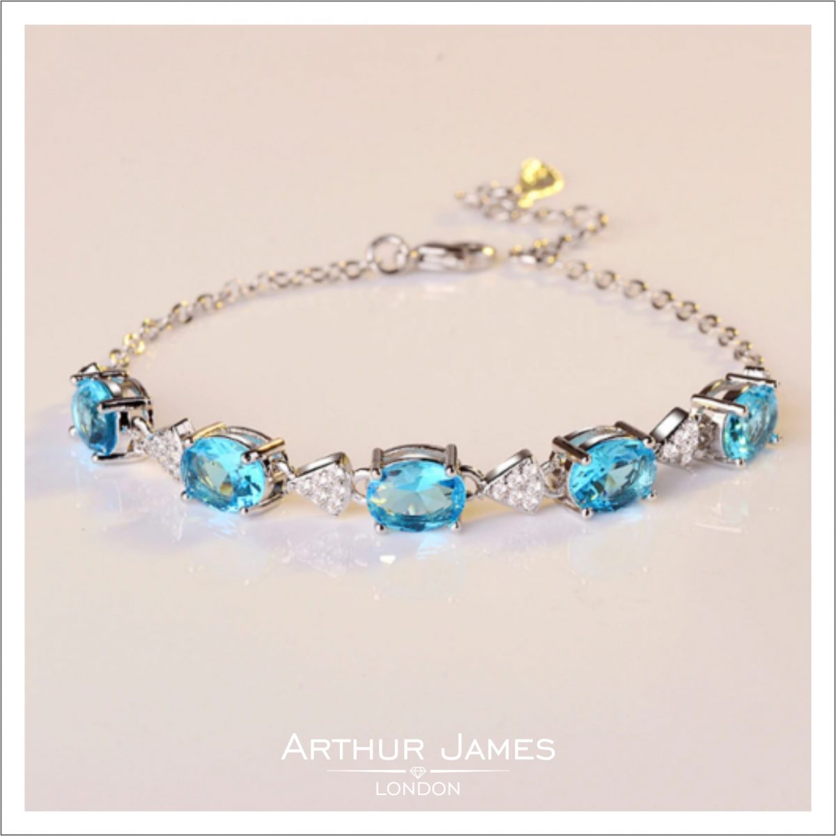 Oval Cut Blue Topaz Diamond Ladies Bracelet