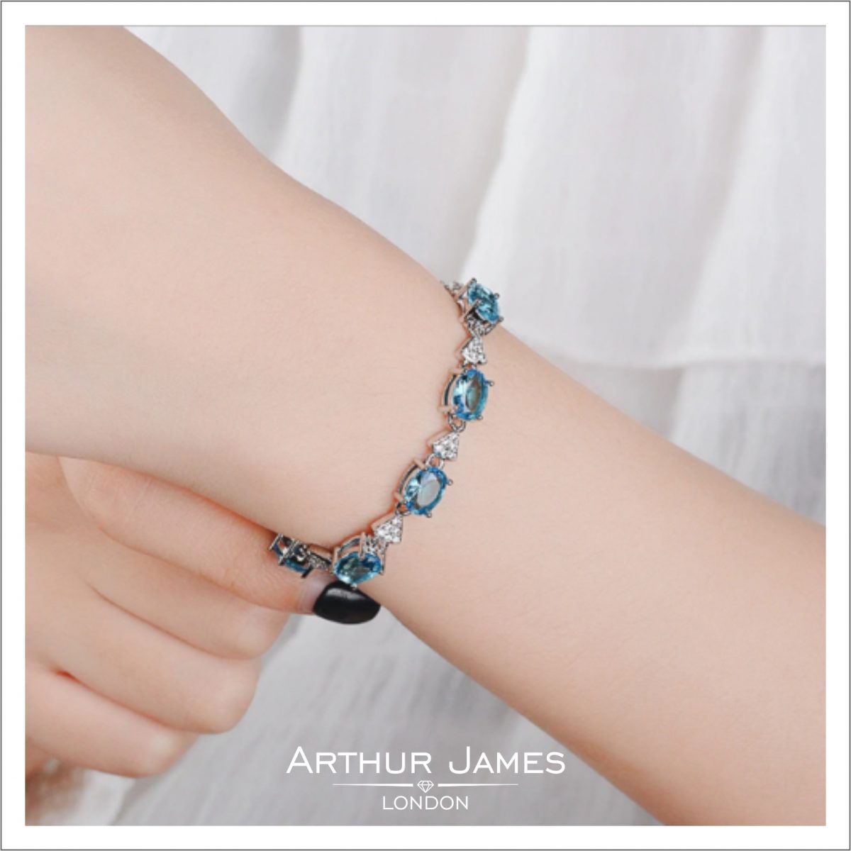 Oval Cut Blue Topaz Diamond Ladies Bracelet