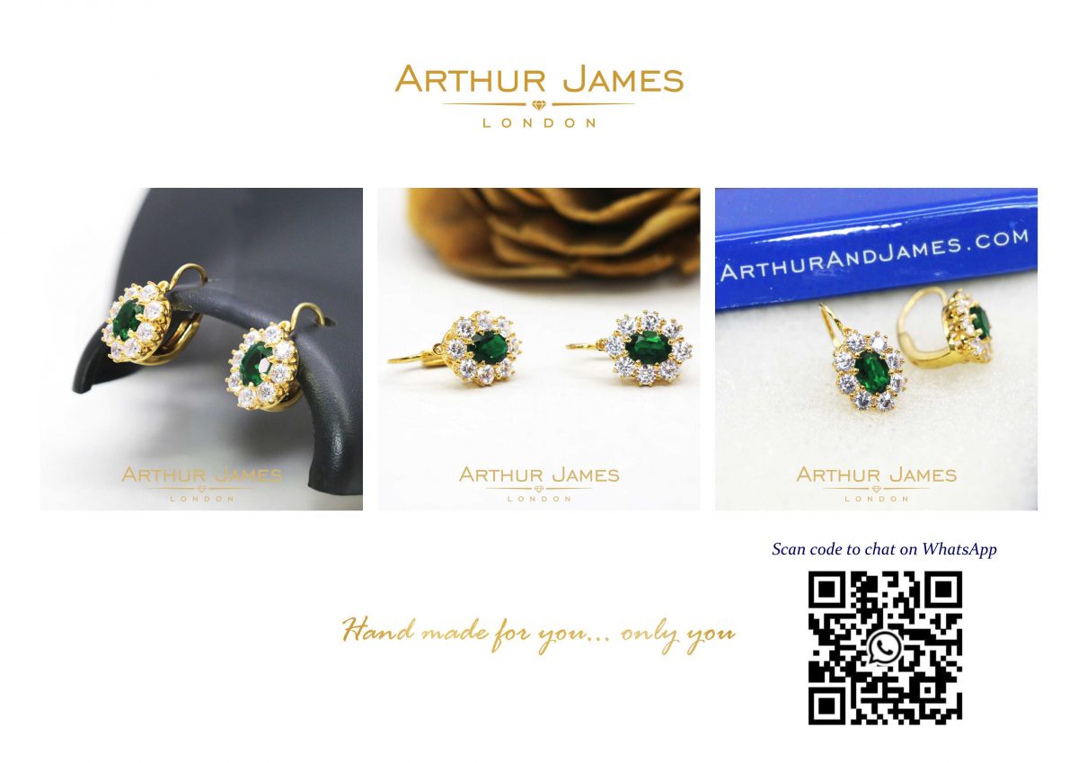 Oval Cut Green Emerald Diamond Dangler Ladies Earrings
